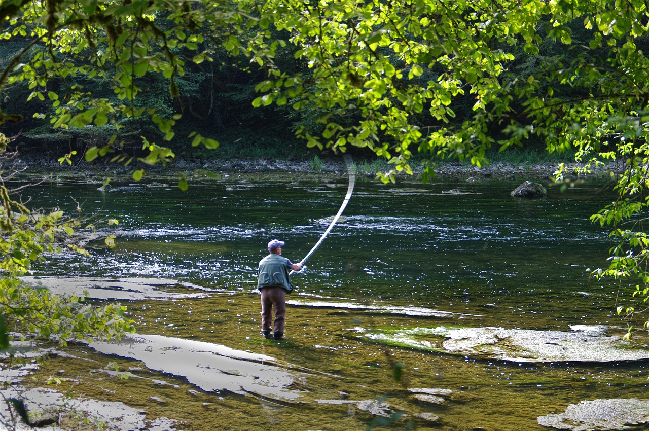Fly fishing in Australian river for trout